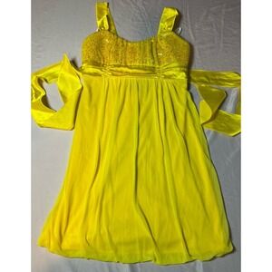 Vintage Y2K Taboo Sequins Babydoll Dress Sunshine Fairycore Yellow Medium (tag:L